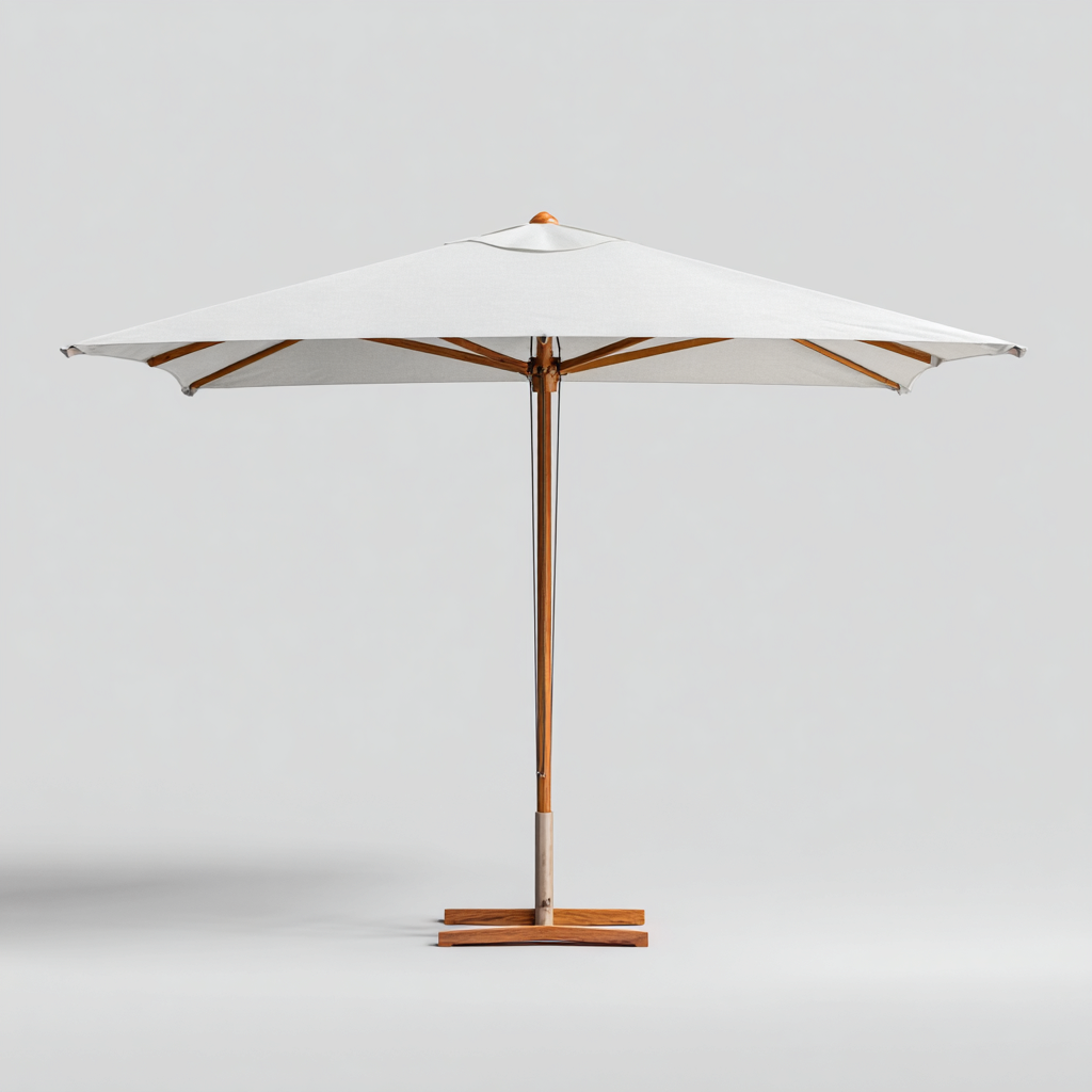 Parasol de jardin bois 260x260x270 cm - blanc-bois - adapté au jardin - design contemporain-Quietixe