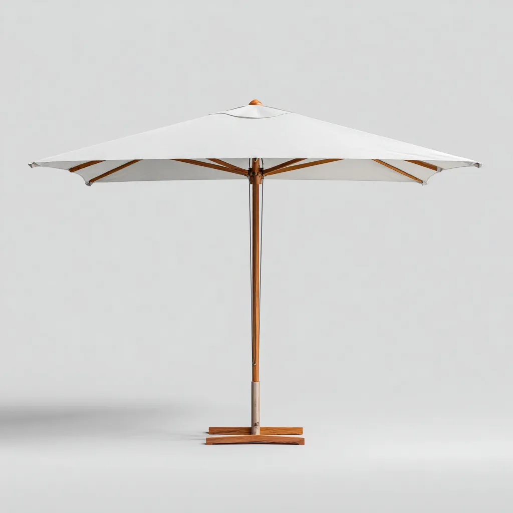Parasol de jardin bois 260x260x270 cm - blanc-bois - adapté au jardin - design contemporain-Quietixe