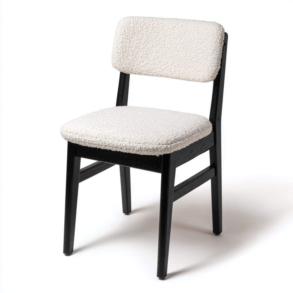 Chaise de salle à manger Bois-Tissu 45x50x82 cm - Blanc cassé - Style moderne-Quietixe