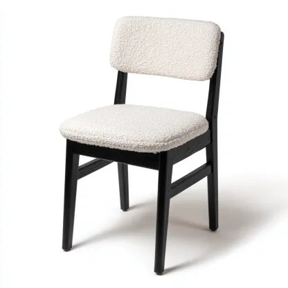 Chaise de salle à manger Bois-Tissu 45x50x82 cm - Blanc cassé - Style moderne-Quietixe