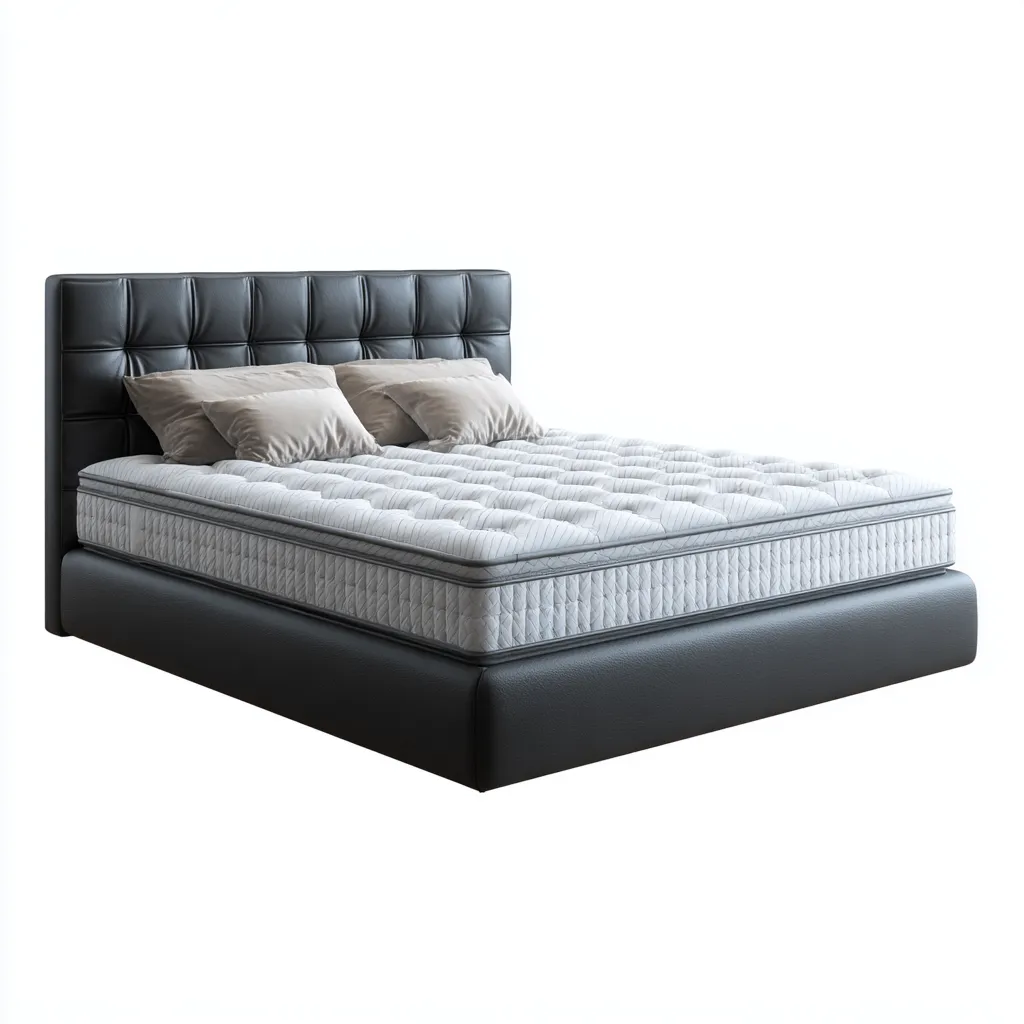 Lit double - similicuir 200x160x110 cm - gris foncé - adapté à la chambre - design moderne-Quietixe