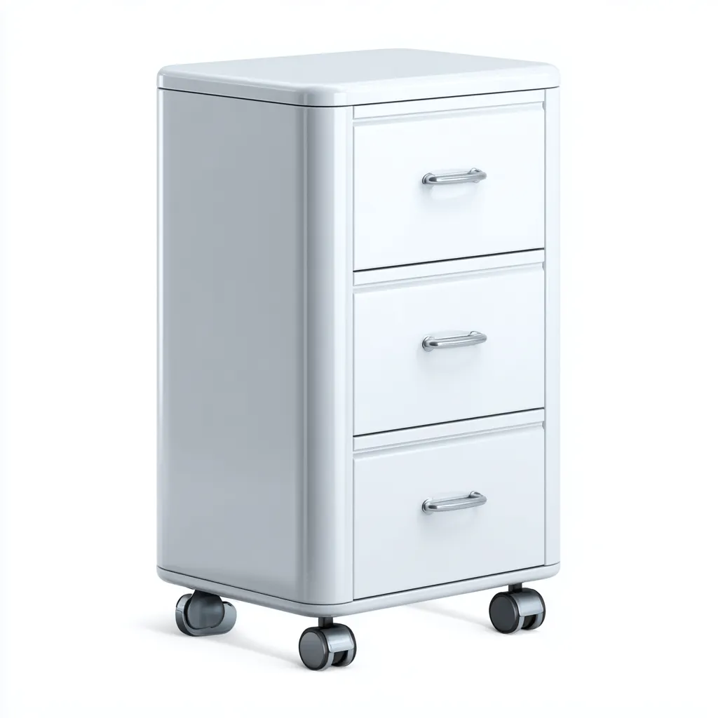 Classeur métal 50x40x75 cm blanc - 3 tiroirs avec roulettes - rangement dossiers - design moderne-Quietixe