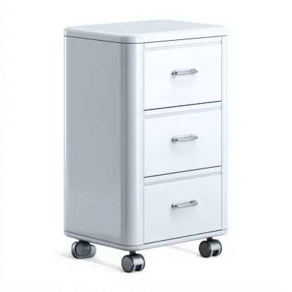 Classeur métal 50x40x75 cm blanc - 3 tiroirs avec roulettes - rangement dossiers - design moderne-Quietixe