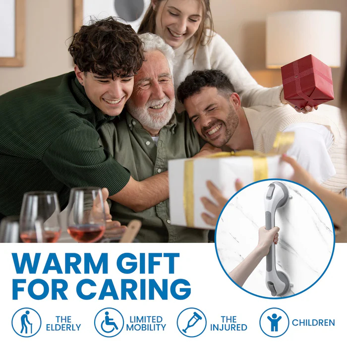 2 Pack Shower Grab Bars for Bathtubs and Showers, Easy to Install Suction Shower Handles for Bathroom Removable Handrails for Seniors Elderly Heavy Duty Safety Grip Waterproof Drill Free Gray