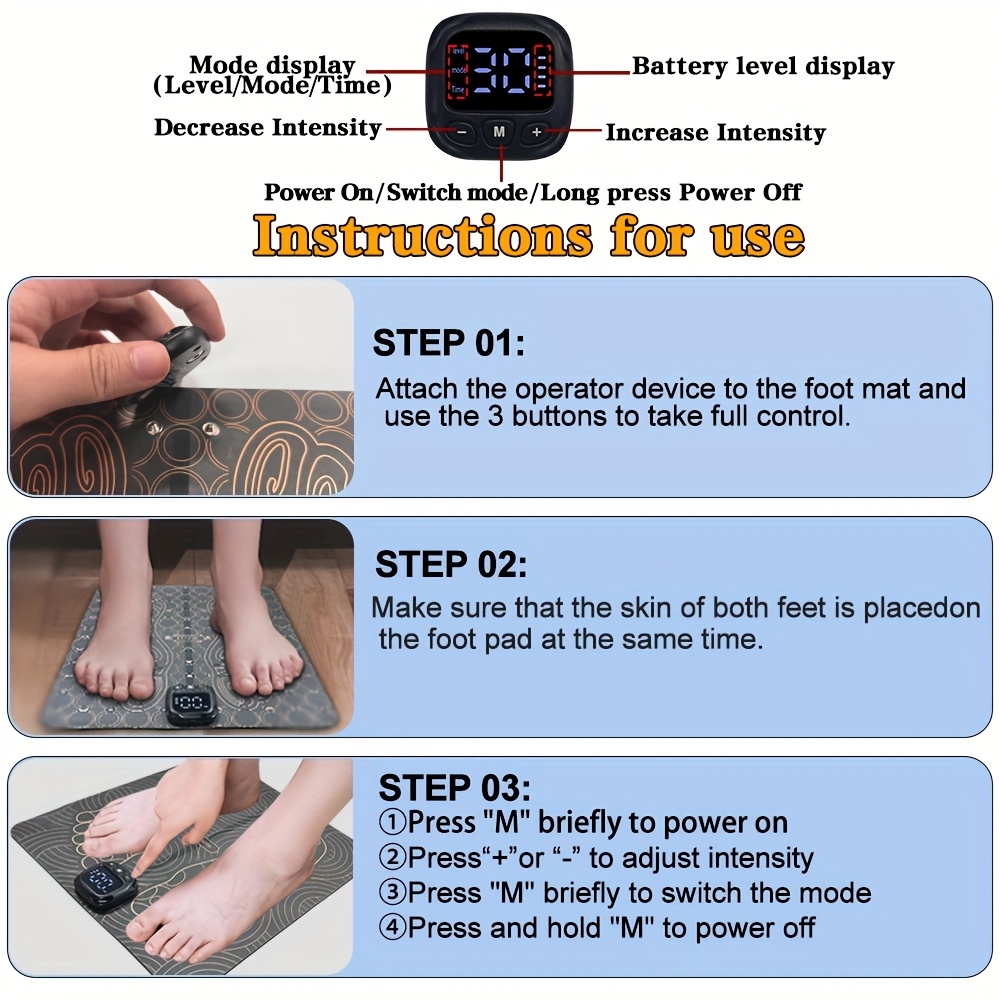 Foot Massager, Masajeador De Pies, Foldable portable devices, EMS muscle massage foot pads, TENS full-body relaxation massage foot pads, suitable for elderly - ideal choices for reading, watching movies, doing housework, and foot massages