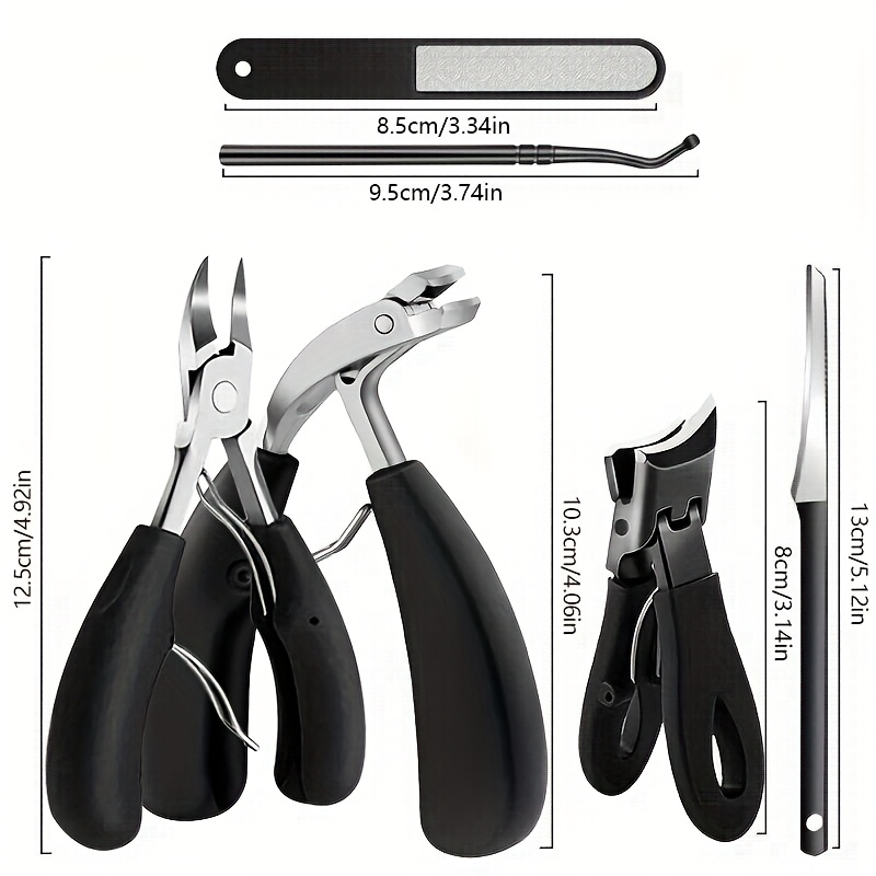 6pcs Thick Nail Clipper Set - Heavy-Duty Podiatrist Grade, Featuring Easy-Grip Stainless Steel Blades