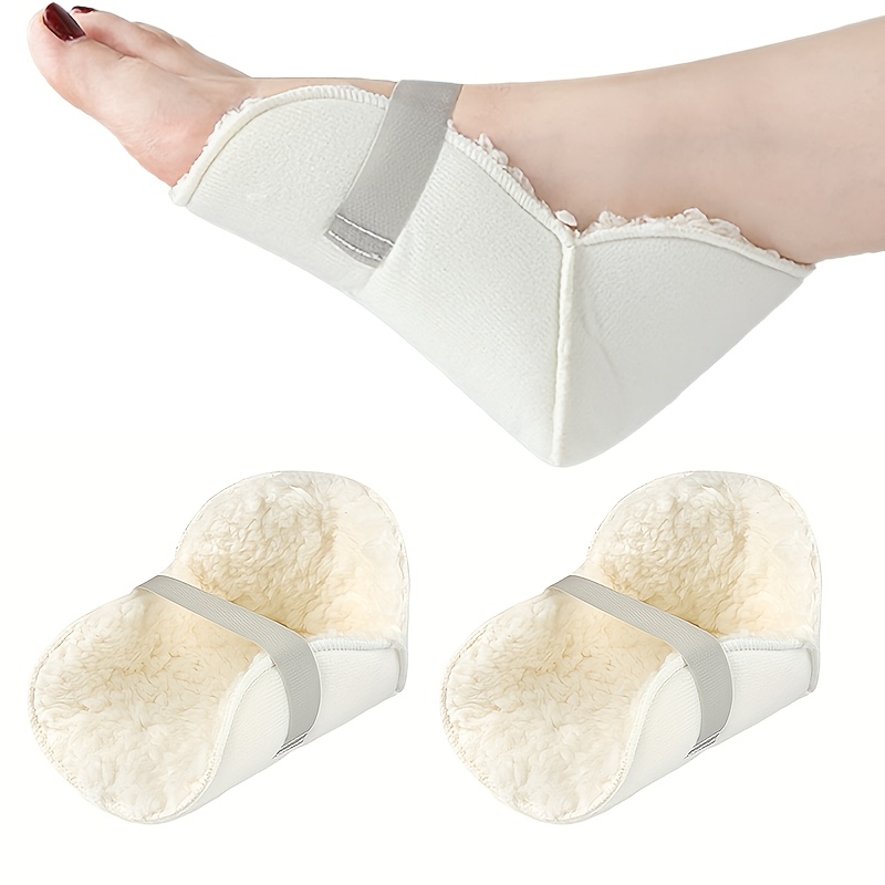 2pcs Sheepskin Heel Cushions, Adjustable Heel Protectors for Bedsores, Soft and Comfortable, Suitable for Sitting, Lying, Mattress, Boots, Ankle, and Foot Protection
