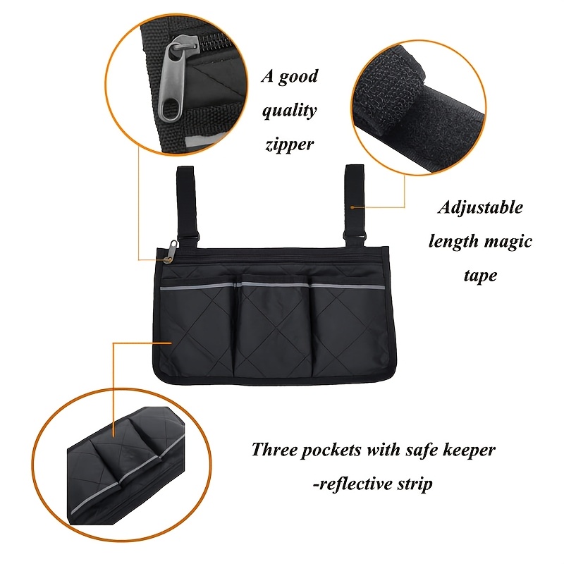 Wheelchair Side Armrest Storage Bag | Multi-Pocket, Lightweight Storage Organizer