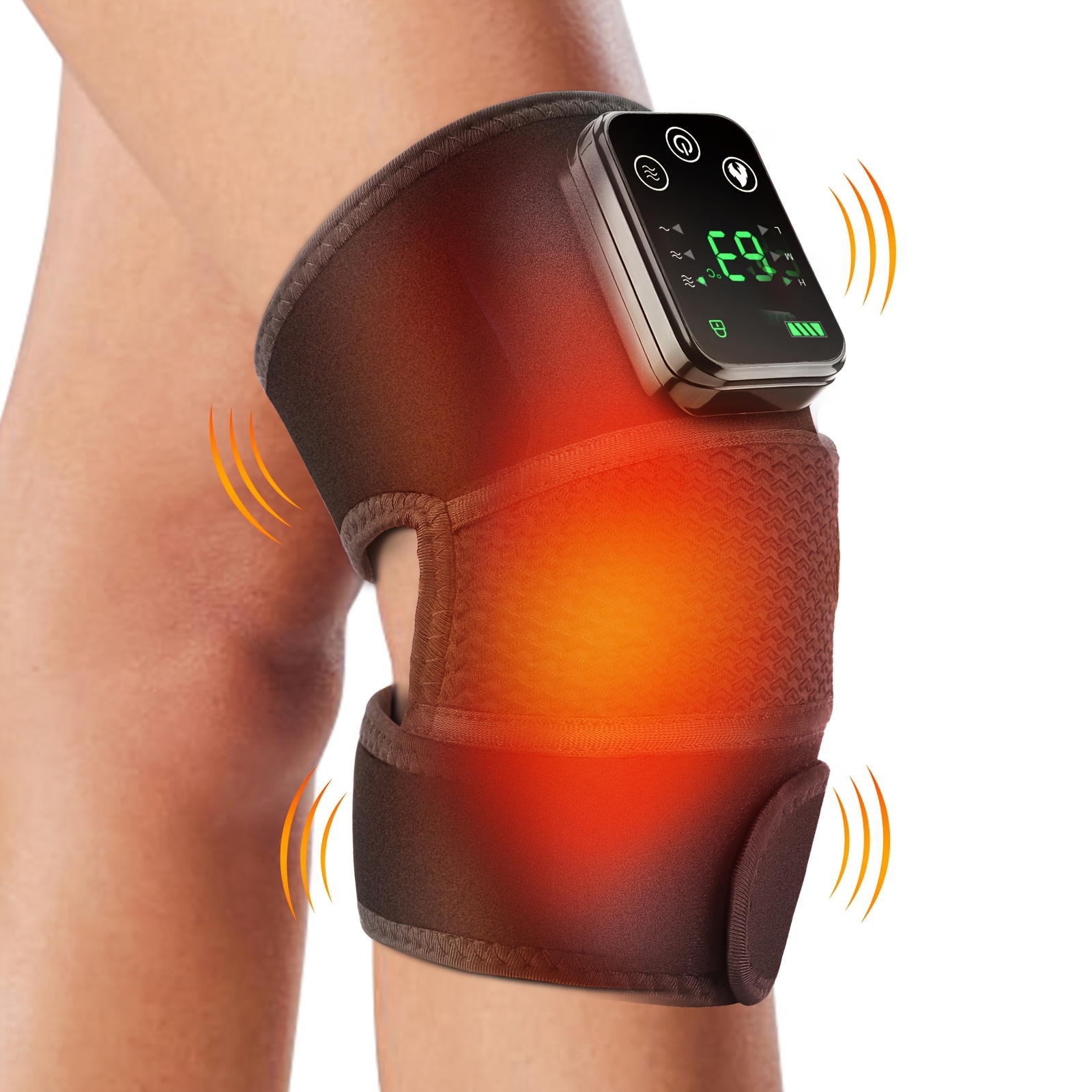 Heating Vibration Knee Pad Electric Multi-Function Shoulder and Knee Massager with 4000mAh Battery, USB Charging, 3 Adjustable Temperature Settings