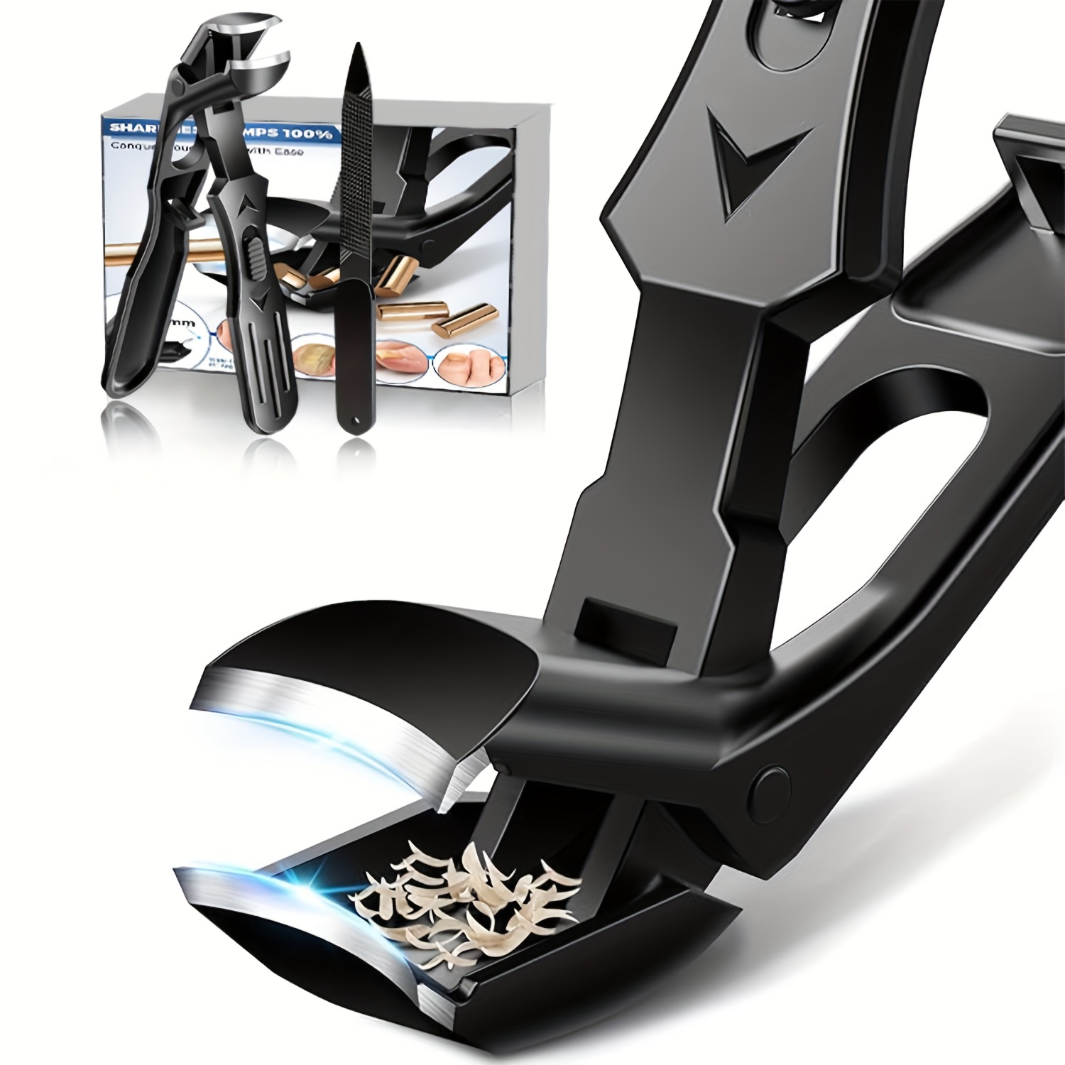 Curved toe nail clipper, large size toenail clippers, suitable for thick and hard nails, sharp and durable with locking storage design to prevent splashing