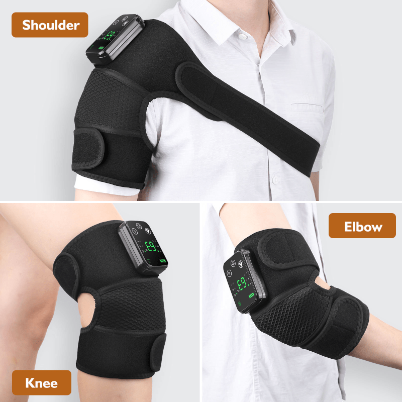 Heating Vibration Knee Pad Electric Multi-Function Shoulder and Knee Massager with 4000mAh Battery, USB Charging, 3 Adjustable Temperature Settings