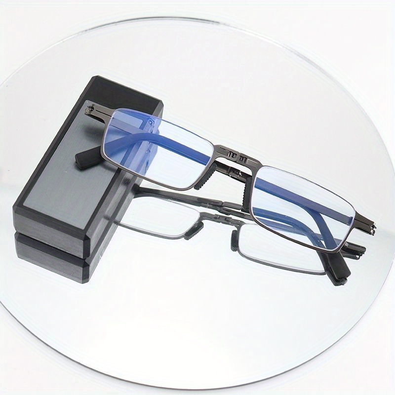 Portable Folding Reading Glasses, Iron Alloy Frame, Casual Style, with Protective Case, with Strength for Men & Women, for Computer Use & Travel