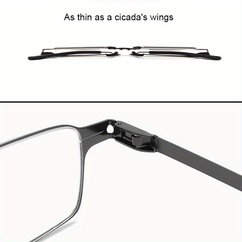 Portable Folding Reading Glasses, Iron Alloy Frame, Casual Style, with Protective Case, with Strength for Men & Women, for Computer Use & Travel