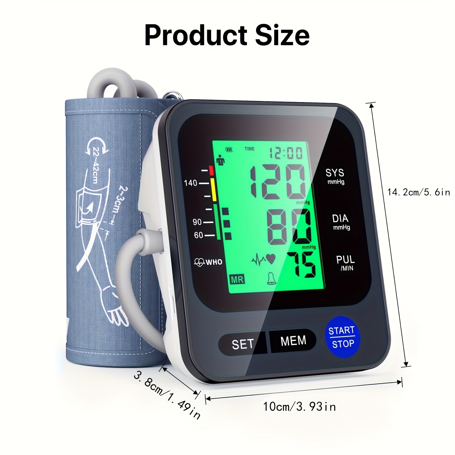 Blood Pressure Monitors for Home Use, Digital Blood Pressure Machine with 3-Color Backlit Hypertension Display, Upper Arm Large Cuff (22.1cm-41.91cm Adjustable) 2x99 Memory,Easy to use/Travel Black
