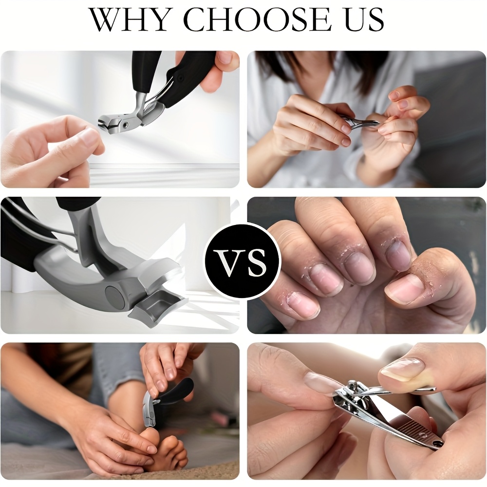 6pcs Thick Nail Clipper Set - Heavy-Duty Podiatrist Grade, Featuring Easy-Grip Stainless Steel Blades