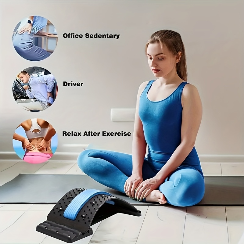 3-Level Adjustable Back Stretcher & Posture Corrector | Ergonomic Lumbar Support with Massage Function, Secure Grip Handles, for Upper & Lower Back, Office, Car, Home Use, Durable PP Construction.