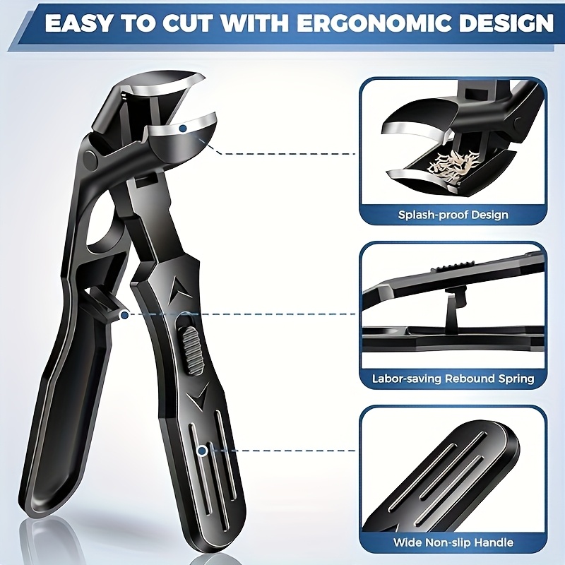 Curved toe nail clipper, large size toenail clippers, suitable for thick and hard nails, sharp and durable with locking storage design to prevent splashing