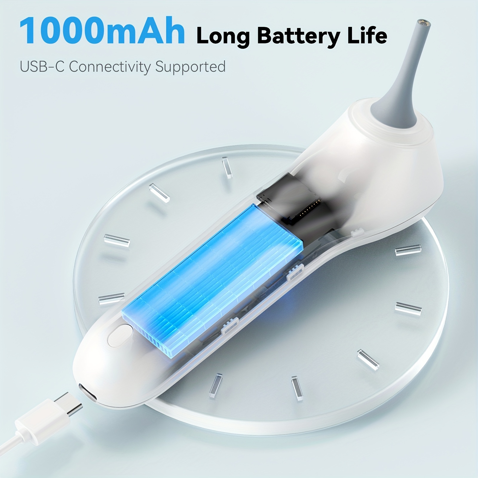 5-In-1 Intelligent Ear Canal Inspection Device with Display And In-Ear Camera - 3 Types of Attachments (Ear, Nose, Throat/Skin), USB Rechargeable, Suitable for Adults And Pets, Comes with 18 Replaceable Protective Covers