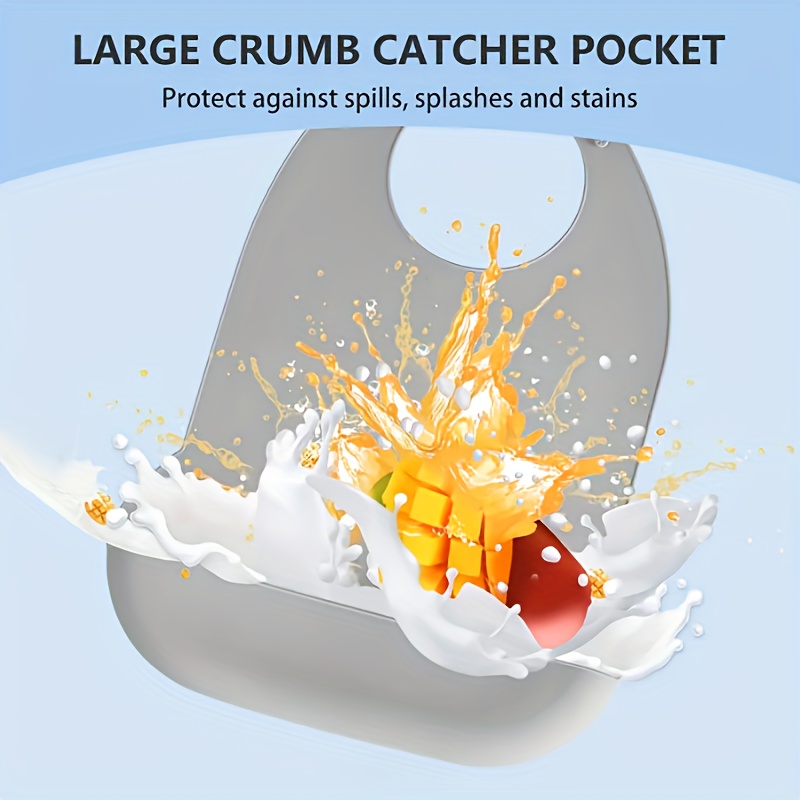 1 Pack Washable Silicone Adult Bib with Pocket Waterproof Clothing Protector Reusable Apron Mealtime Crumb Catcher for Eating Cloth for Elderly Seniors(21 x 14.2 Inch)