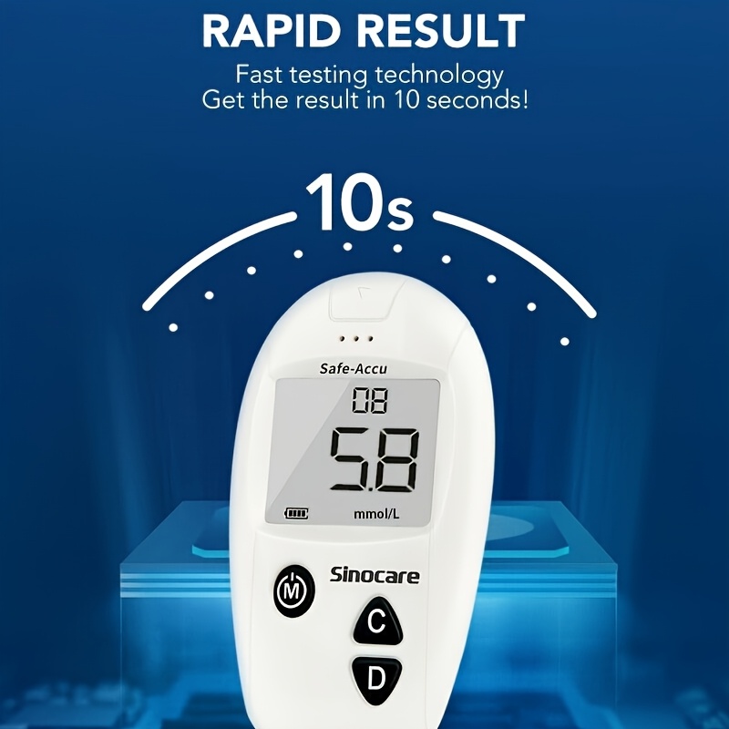 Blood Glucose Meter Kit, Only Blood Glucose Test Strips Are Adapted, 200 Storage Values, Designed For Diabetes, Including English Paper Instructions, In Mg/dL