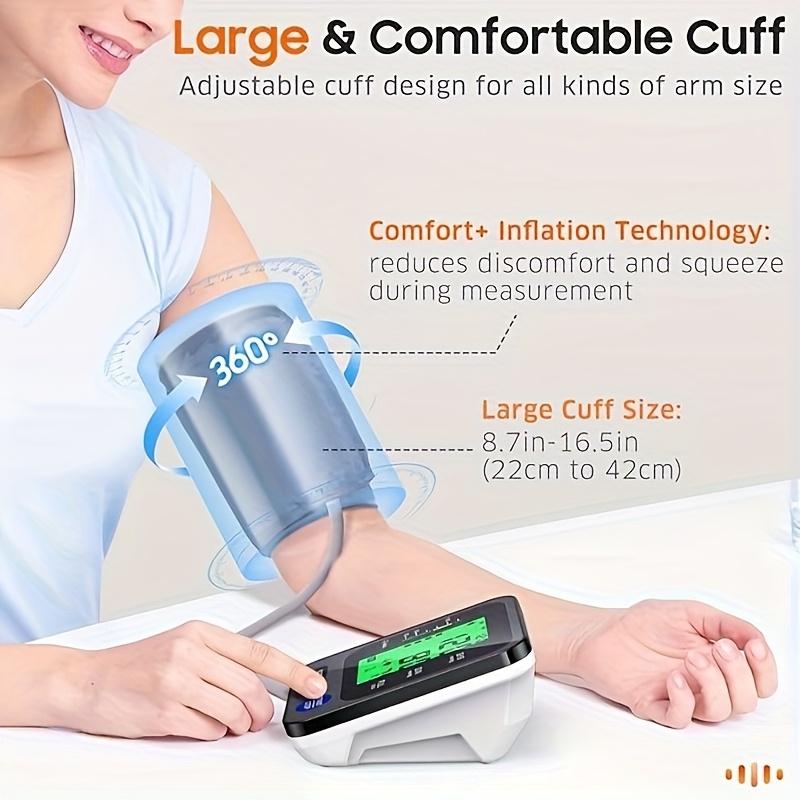 Blood Pressure Monitors for Home Use, Digital Blood Pressure Machine with 3-Color Backlit Hypertension Display, Upper Arm Large Cuff (22.1cm-41.91cm Adjustable) 2x99 Memory,Easy to use/Travel Black