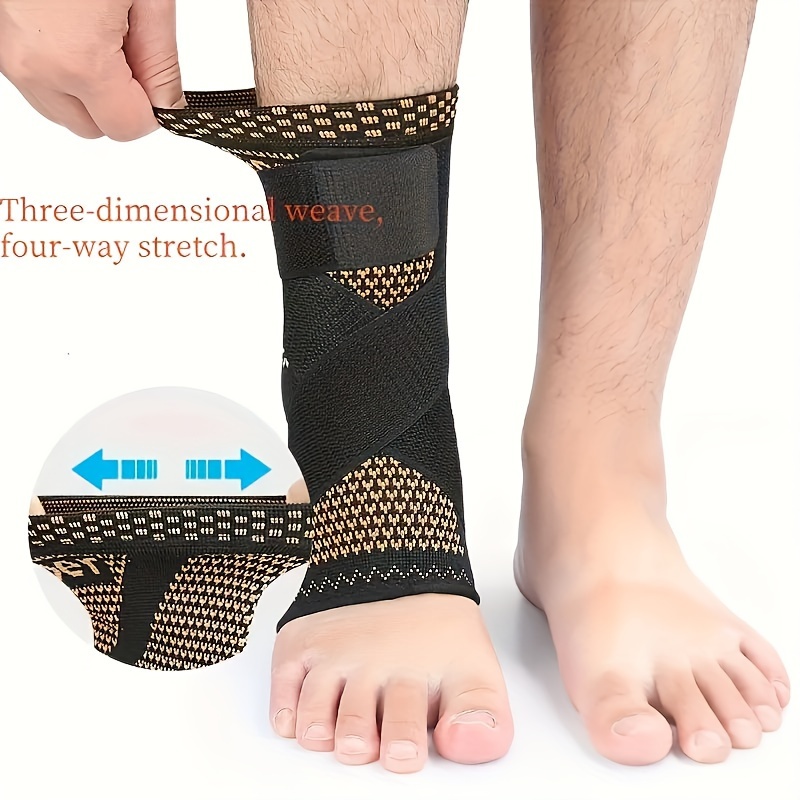 Set of 2 Adjustable Copper Ankle Supports Designed for High Elasticity And Compression, Ideal for And Fitness. Features a Removable Strap, Breathable Nylon Fabric, And Patella Tracking for Improved Stability. Hand Wash Only.