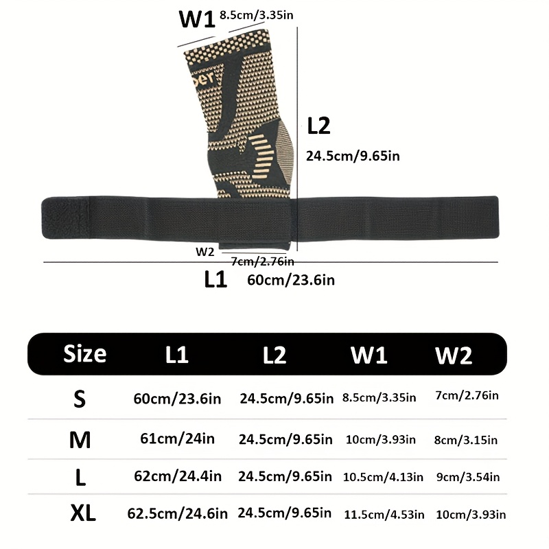 Set of 2 Adjustable Copper Ankle Supports Designed for High Elasticity And Compression, Ideal for And Fitness. Features a Removable Strap, Breathable Nylon Fabric, And Patella Tracking for Improved Stability. Hand Wash Only.
