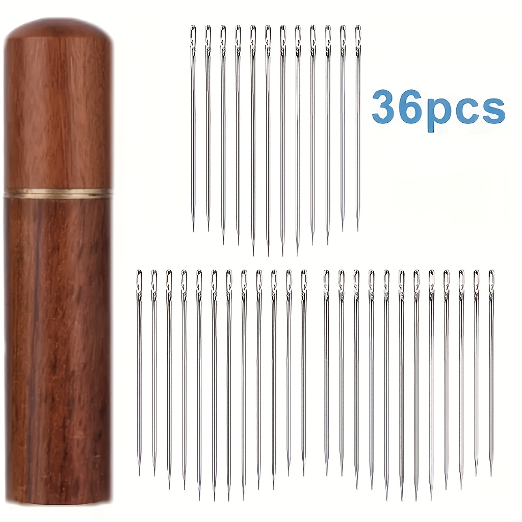 36pcs Hand Sewing Needles with Storage Bottle - Heavy-Duty Tips Suitable for Leather, Fabric, DIY Crafts, Repairs & Elderly Sewing - Durable Hand Sewing Needles for s & Seniors