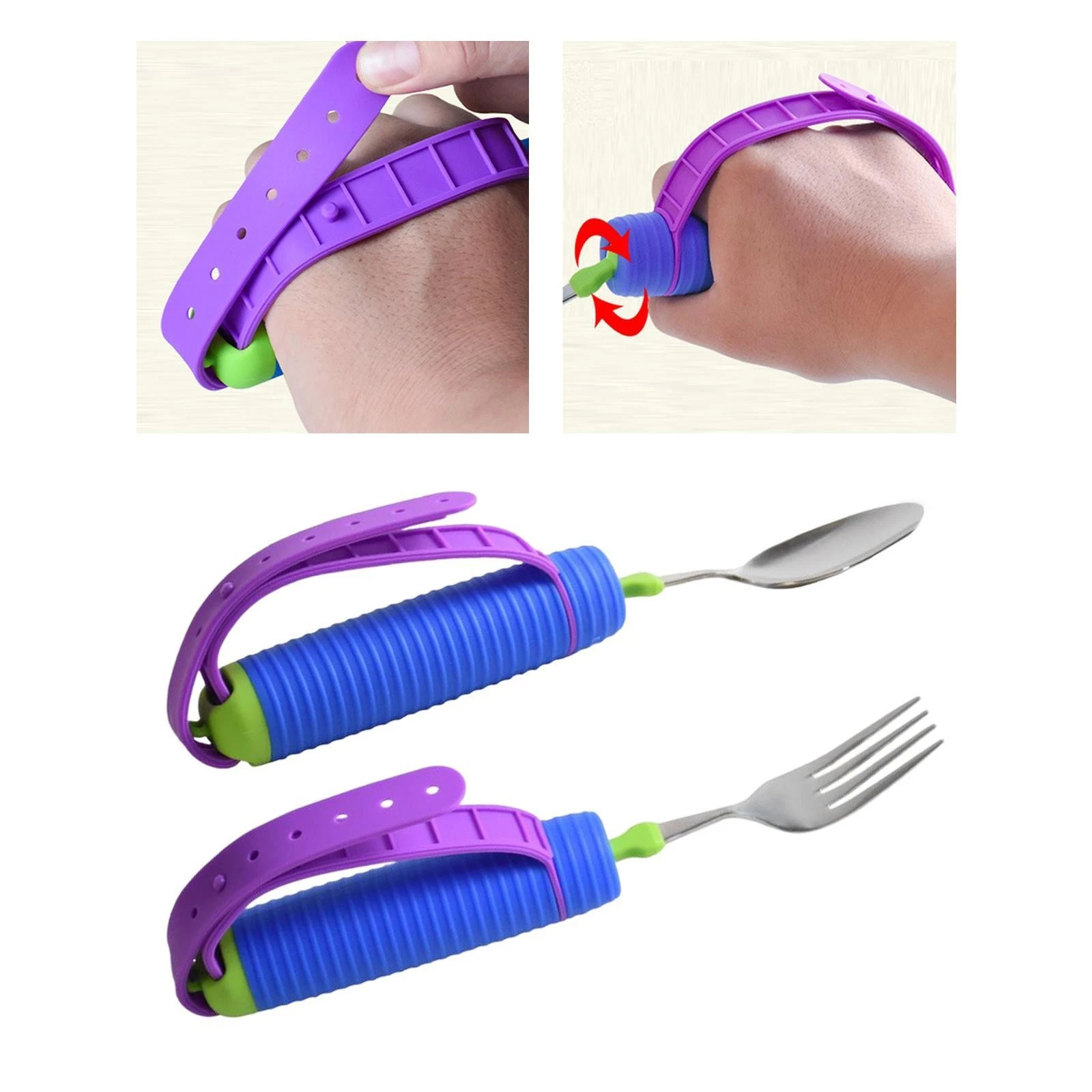 Easy Grip Caring Utensils, Equipment 304 Stainless Steel Adjustable Silicone