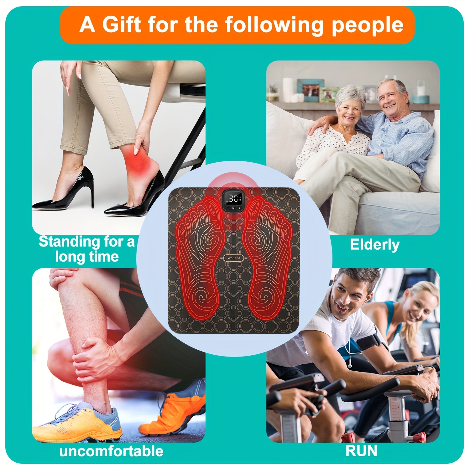 Foot Massager, Masajeador De Pies, Foldable portable devices, EMS muscle massage foot pads, TENS full-body relaxation massage foot pads, suitable for elderly - ideal choices for reading, watching movies, doing housework, and foot massages