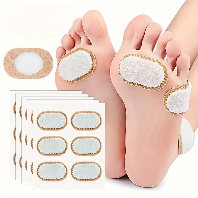 18pcs Oval Polyester Adhesive Soft Artificial Jade Rice Pads - Comfortable Breathable Foot Protection Care Stickers for Waterproof Blisters, Callus Cushioning Suitable for Wearing Shoes