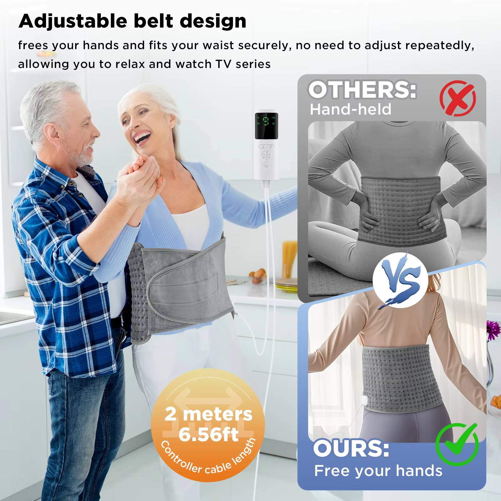 Back Heating Support Belt Heated Waist Brace With Adjustable Temperature Warm Back Belt Abdomen Warmer Lumbar Support Pad