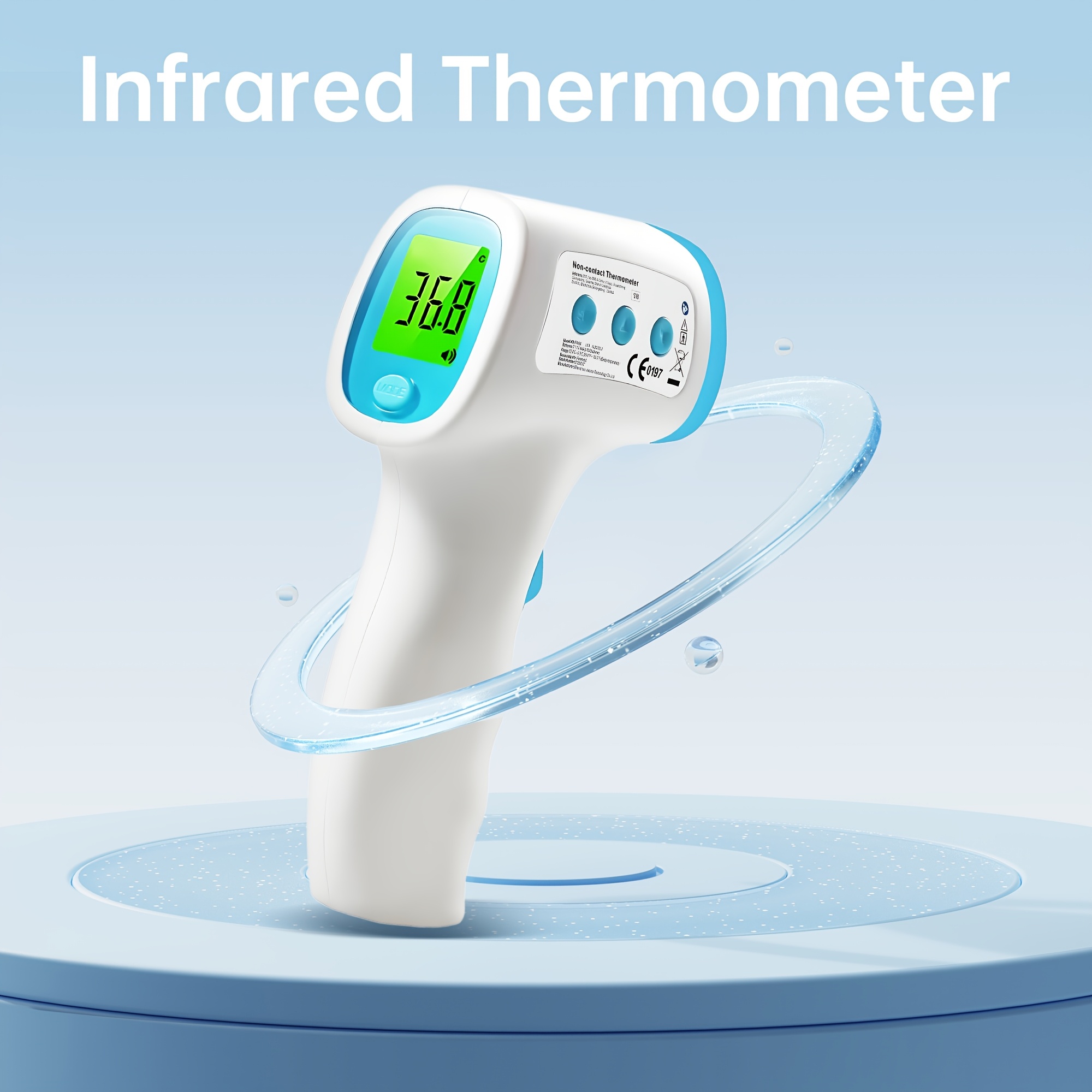 No-Touch Digital Thermometer with Fever Alarm - Accurate Forehead Thermometer, Easy-to-Use for home Use, No Batteries Needed, Portable Design for Family Members