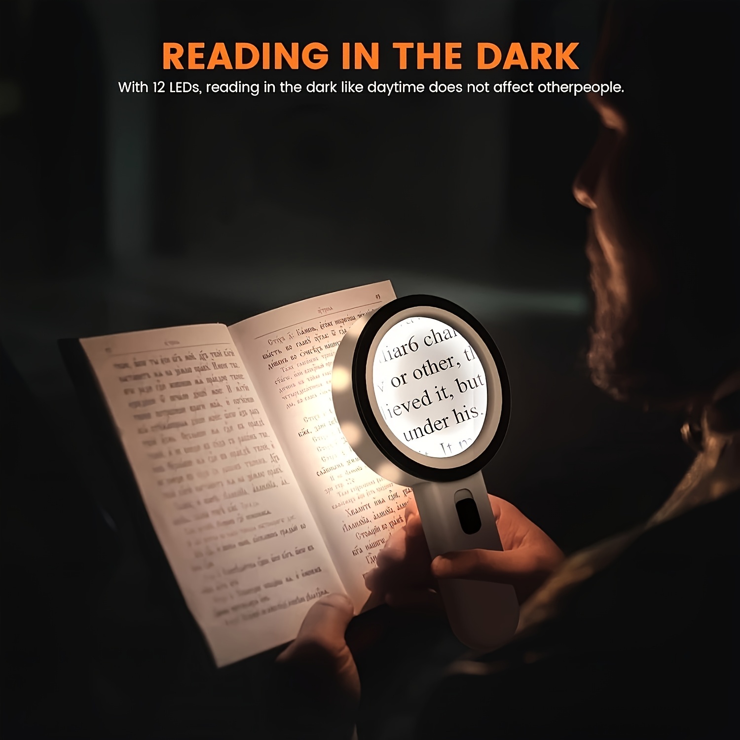 30X High-Power Handheld Magnifier - LED Light Battery-Powered Illuminated Magnifier - Perfect for Seniors with Macular Degeneration, Reading, Inspecting, Coins, And Jewelry