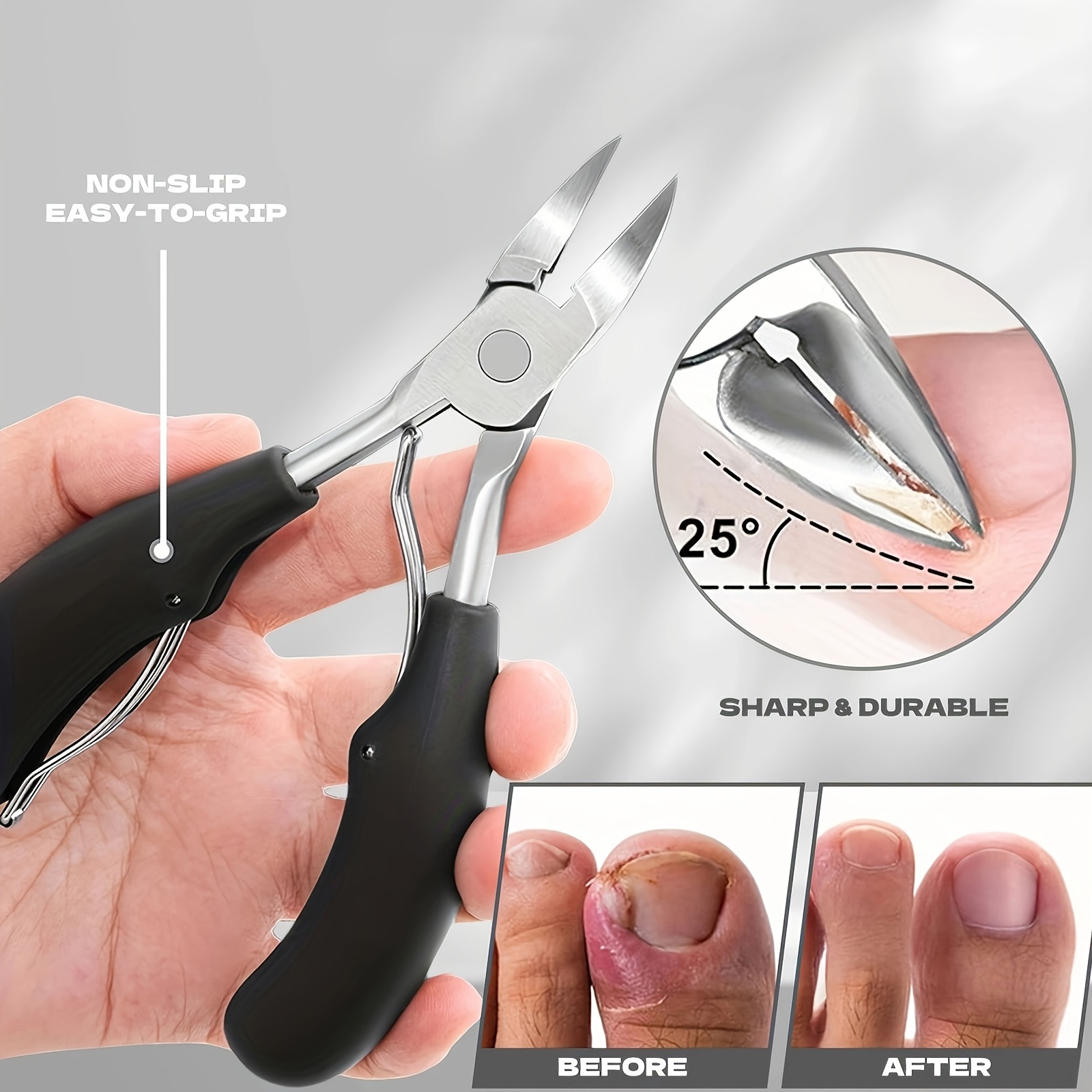 6pcs Thick Nail Clipper Set - Heavy-Duty Podiatrist Grade, Featuring Easy-Grip Stainless Steel Blades