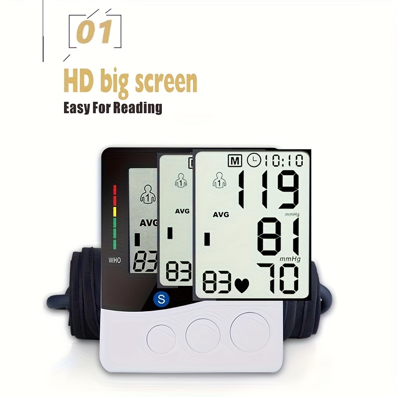 Automatic Upper Arm Blood Pressure Monitor with Adjustable Cuff for Home Use, Featuring a Large LED Display, One-Touch Operation, And Voice Announcements