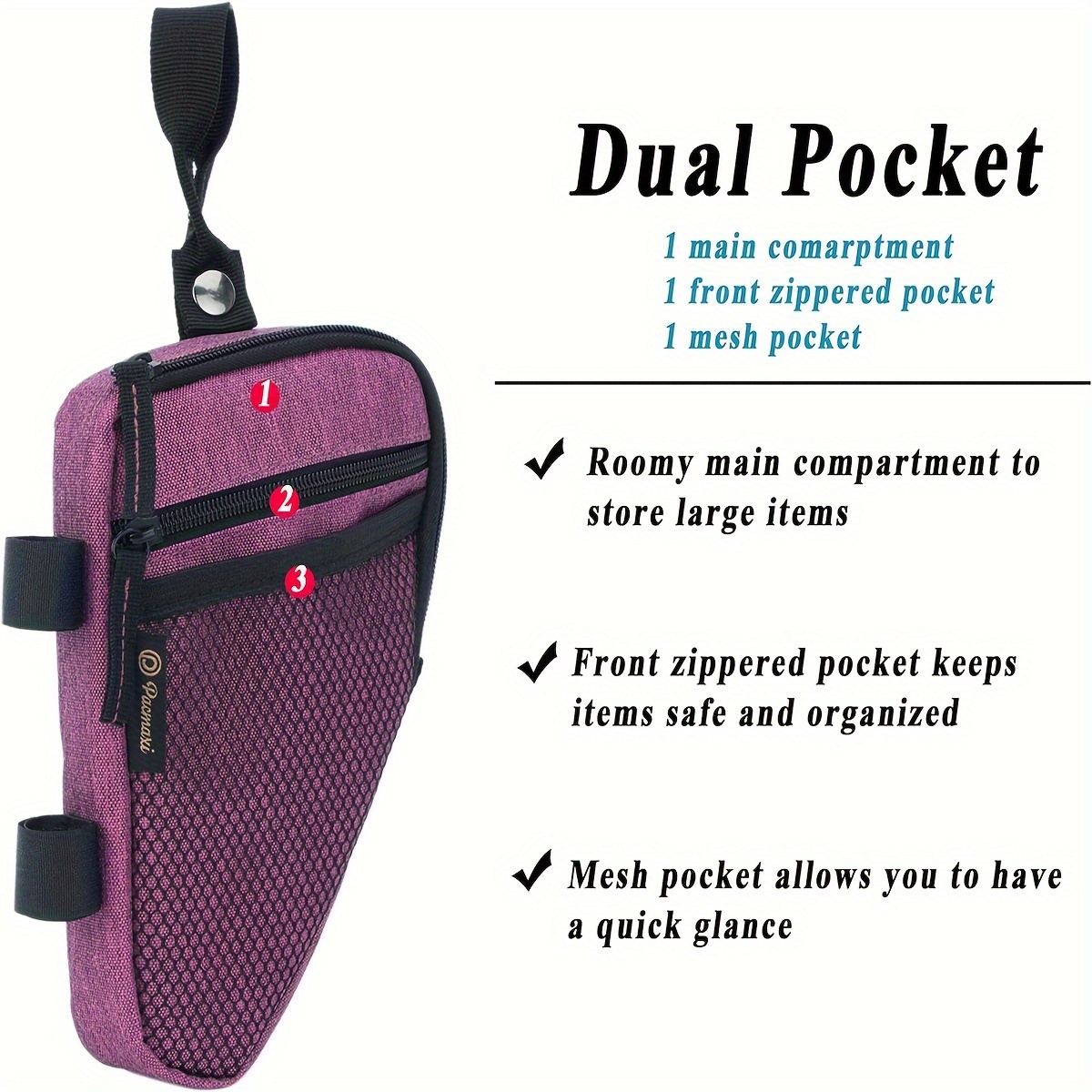 Lightweight Waterproof Forearm Crutch Bag with Mesh Pocket, Triangle Shape Storage Pouch for Daily Use Accessories Organization, Crutch Storage Solution | Mesh Pocket Design | Lightweight Bag