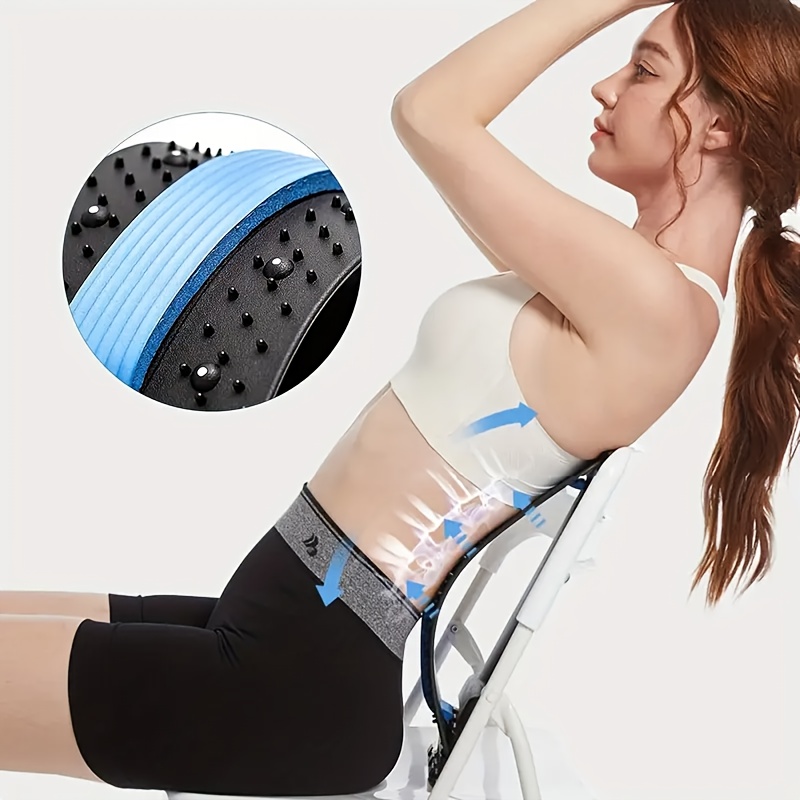 3-Level Adjustable Back Stretcher & Posture Corrector | Ergonomic Lumbar Support with Massage Function, Secure Grip Handles, for Upper & Lower Back, Office, Car, Home Use, Durable PP Construction.