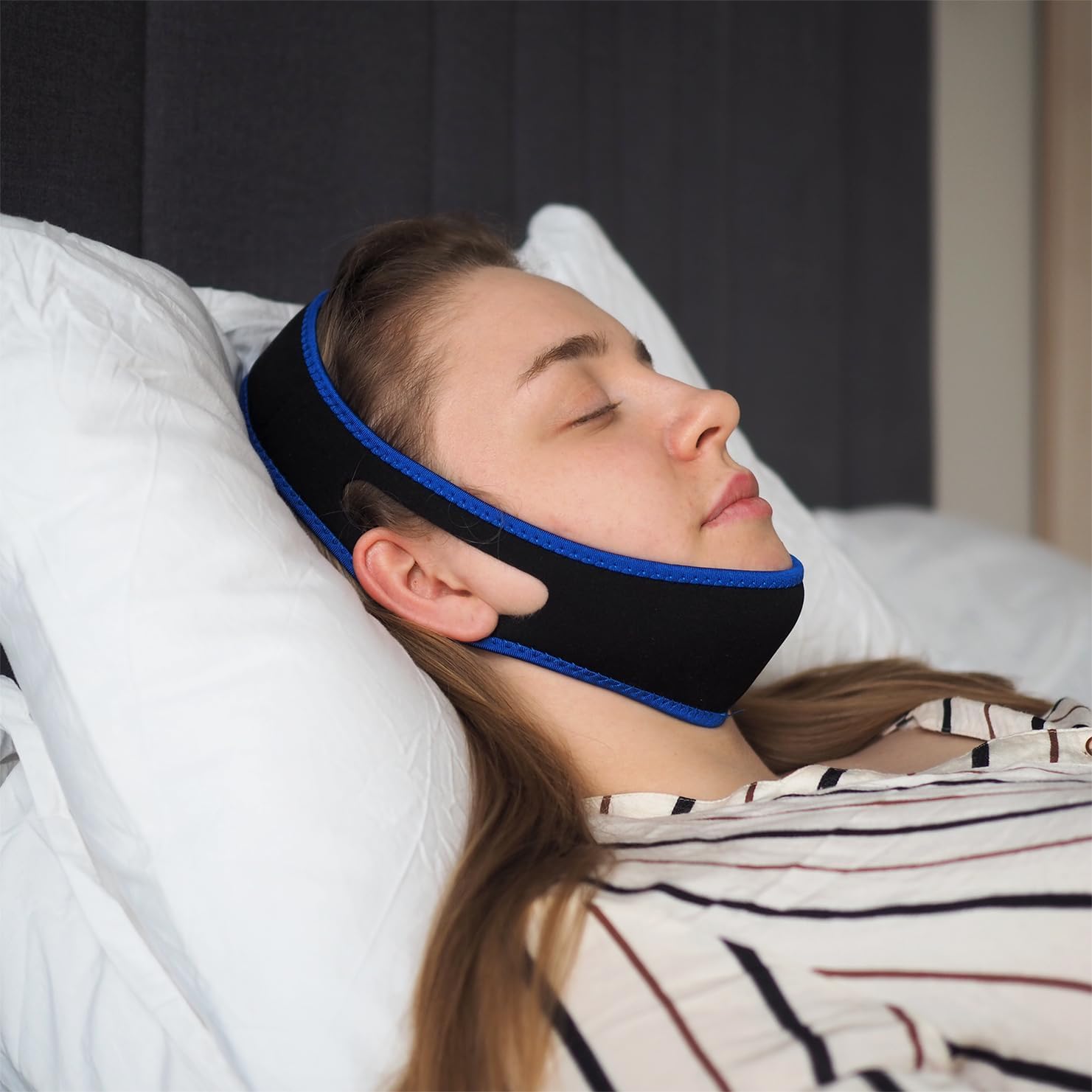 Anti Snore Chin Strap For Women&Men-Double-Support Chin Straps For Sleeping-Adjustable Via Hook&Loop Closure-Skin-Friendly,With Holes For Aeration-Snoring Prevention Device
