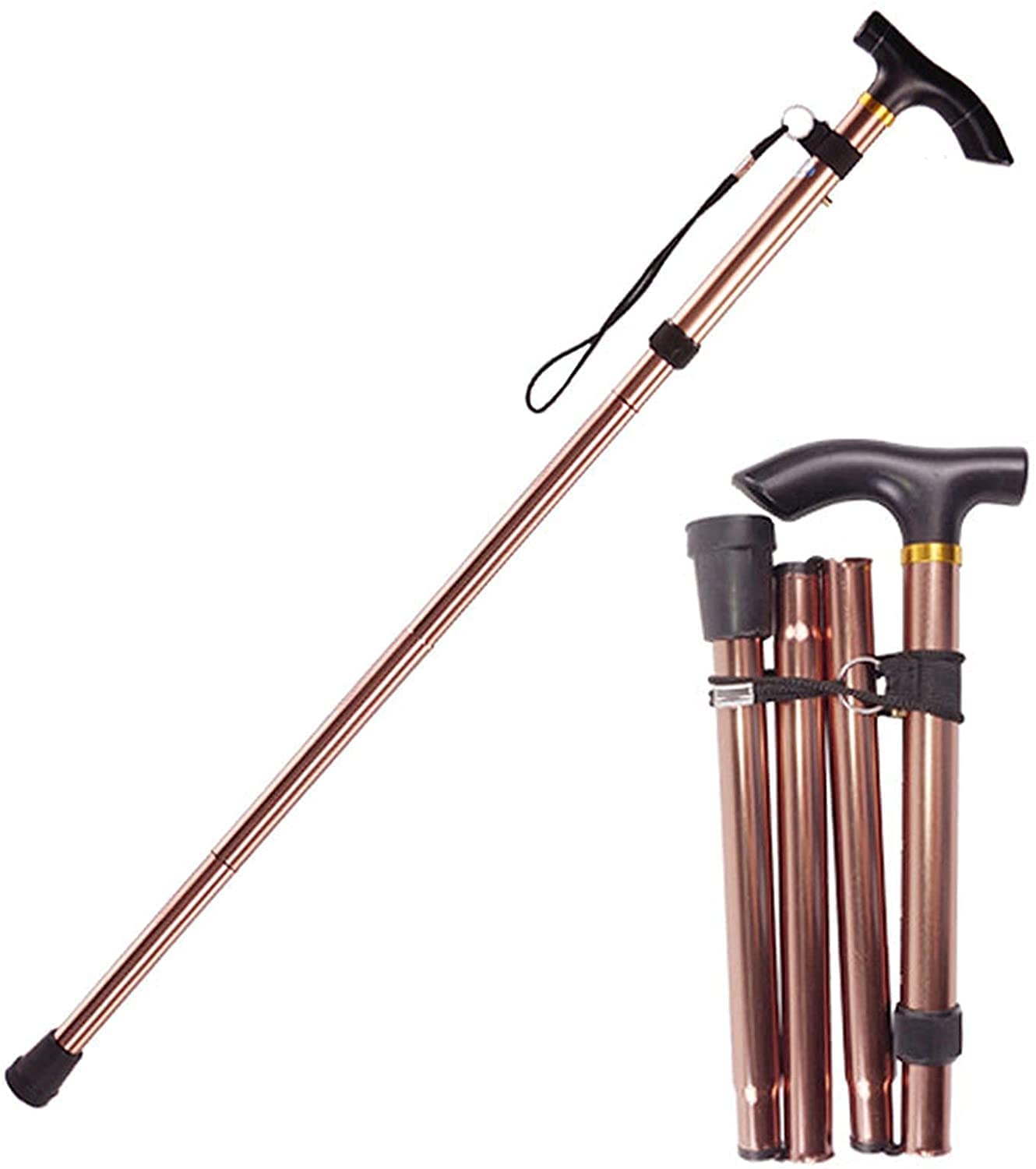 Foldable Adjustable Walking Stick for Men and Women Portable Walking Stick with Ergonomic Handle and Nonslip Base for Senior Hiking Travel