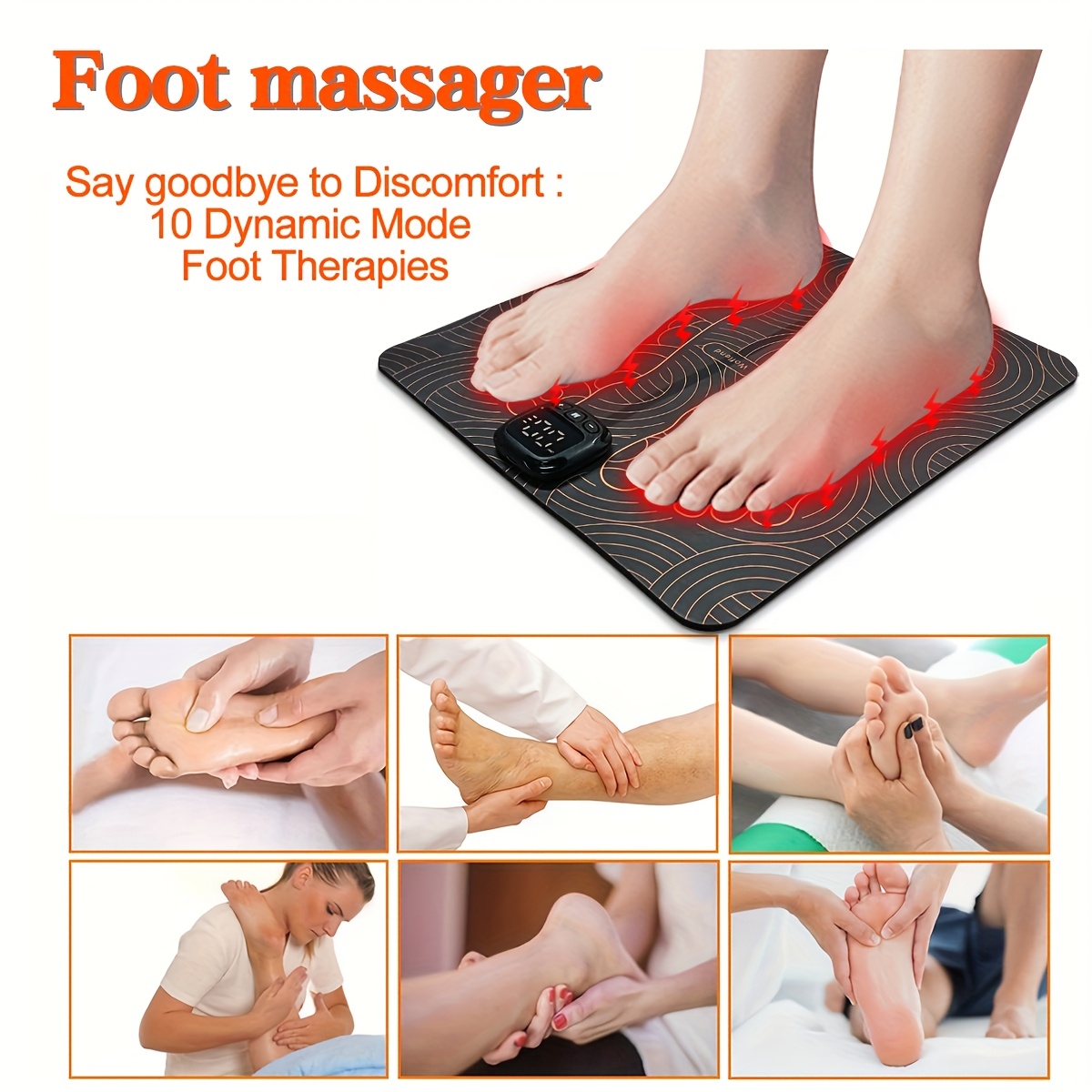 Foot Massager, Masajeador De Pies, Foldable portable devices, EMS muscle massage foot pads, TENS full-body relaxation massage foot pads, suitable for elderly - ideal choices for reading, watching movies, doing housework, and foot massages