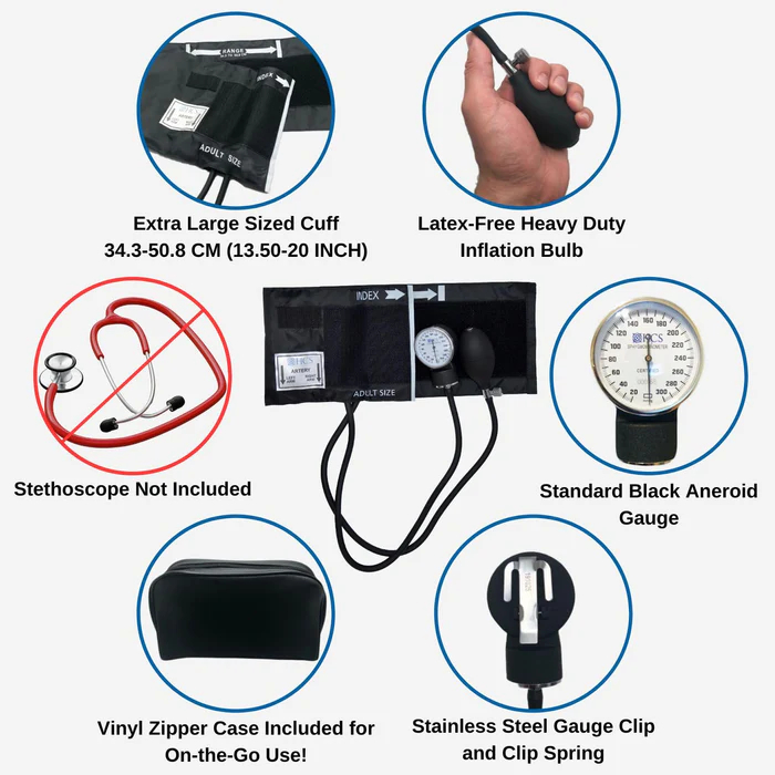 Manual Monitor Aneroid Sphygmomanometer With Stethoscope