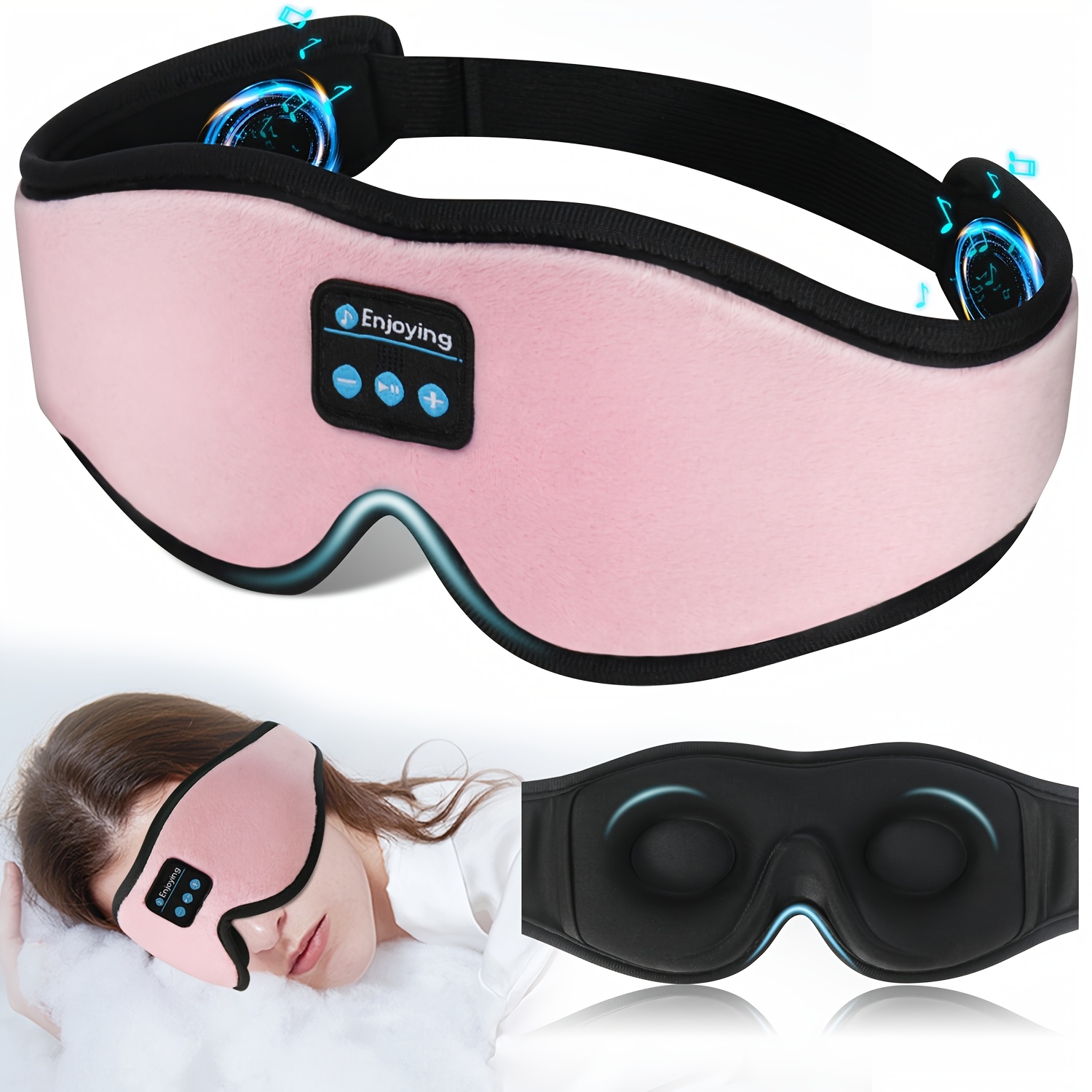 1pc Sleep Mask with Active Noise Cancelling (ANC), Compatible for Smartphones, Soft Pseudo- for Travel, for Adults, Quiet Sleep for Flights, Buses, Trains