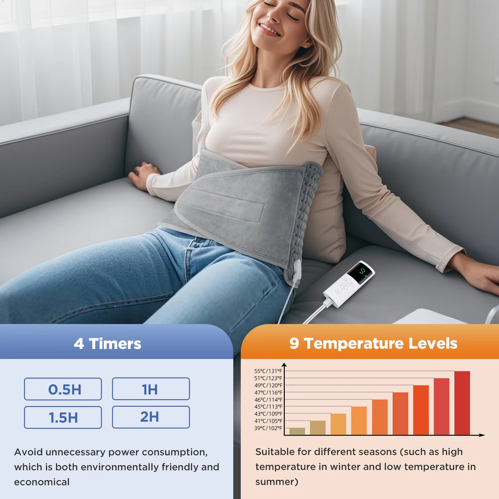 Back Heating Support Belt Heated Waist Brace With Adjustable Temperature Warm Back Belt Abdomen Warmer Lumbar Support Pad