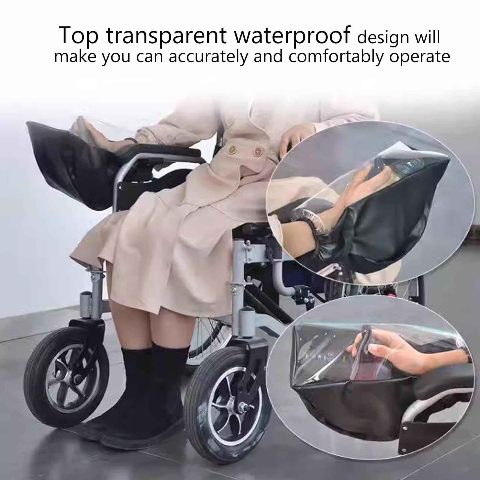 Electric Wheelchair Joystick Cover for Elderly Disabled - Powerchair Arm Control Panel PVC Protector, Waterproof Prevent Rain Snow