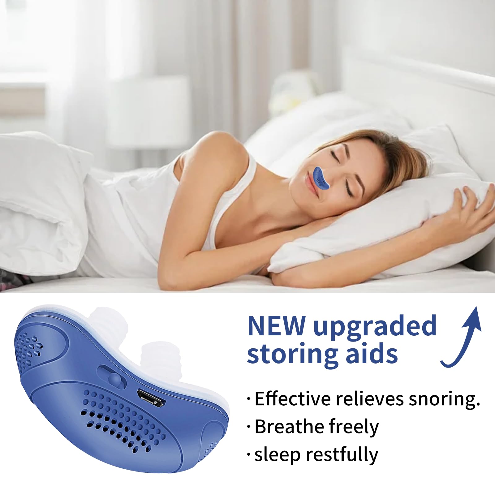 Electric Anti Snoring Devices for Sleep Apnea Devices, Snoring Aids for Men & Women,Effective Snoring Aids, Snore Stopper for Anti Sleep Apnea,Portable Snore Relief