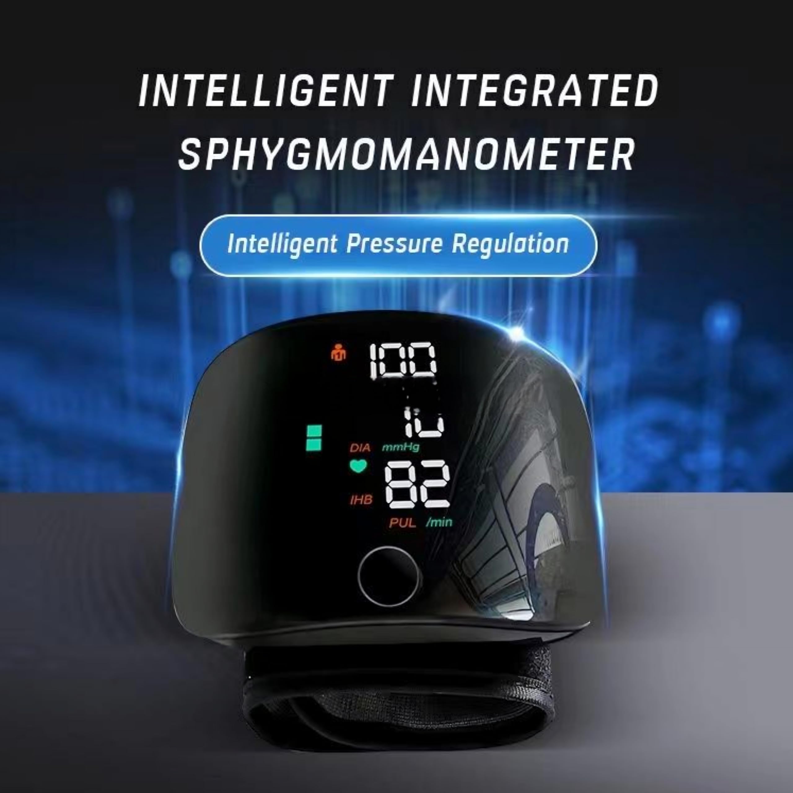 Digital Wrist Blood Pressure Monitor with Voice Guidance, LCD Display, Storage Box, 13.5-21.5 cm Adjustable Cuff