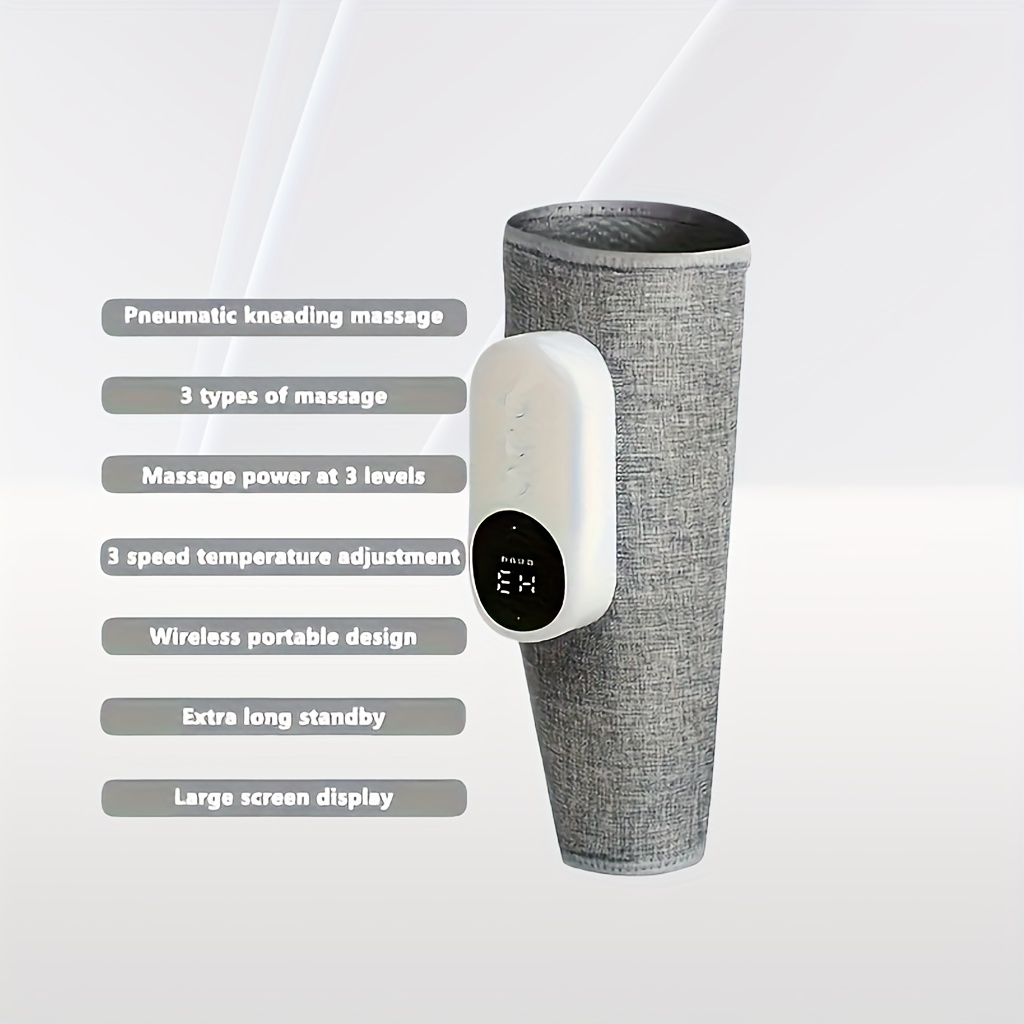 Air Compression Leg Massager, Rechargeable with a 2000Mah Battery, Featuring 3 Intensity Levels And 3 Temperature Settings, Equipped with a 2000Mah Lithium Polymer Battery. It'S Portable And Suitable for Calves, Thighs, And Knees