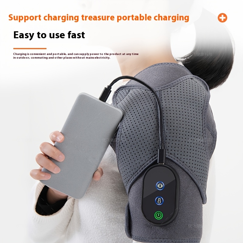 Heated Shoulder Massager, Portable Electric Massage, Massage Heated Wrap Braces for Left Right Shoulder, Temperature Settings, LED Display