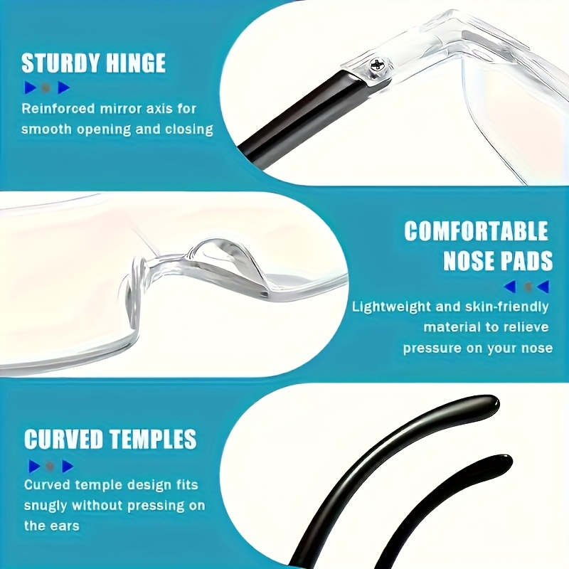 Large Lens Portable Magnifying Glass - 300% Magnification Handheld Magnifier with Frameless Design, -Free for Reading, Crafting, Sewing & DIY